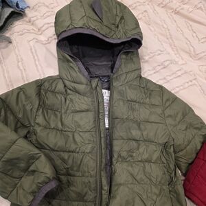 Kids Olive Green Puffer Jacket
